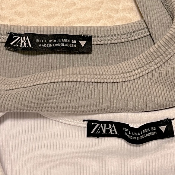 🤍💚 Zara Bundle of 2 Washed Effect Crop Tops Large - Picture 4 of 4